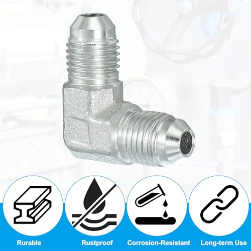 Image of PATIKIL Hex Reducing Nipple Connectors Pipe Adapter 7 /16 inch Male 37 Flare JIC x 7 /16 inch g Male 90 Adapter, Pipe Fitting Reducer Nipple Adapter Plated Steel Hydraulic Fitting