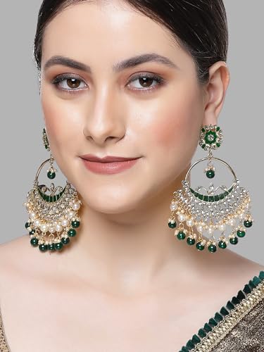 Image of Karatcart Gold Plated Pink Meena Lotus Design Kundan Dangler Earrings for Women (color may slightly vary due to photographic effect)