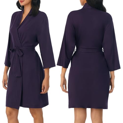 Image of Nautica Womens Soft Robe - Above Knee 3 /4 Length Sleeve Lightweight Robe - Cotton Knit Jersey Sleepwear and Loungewear