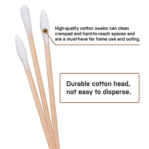 FIREGEAR Cotton Swabs 500 Pieces with Wooden Handles Cotton Tip for Gun Cleaning Jewelry Ceramics Electronics in Storage Case