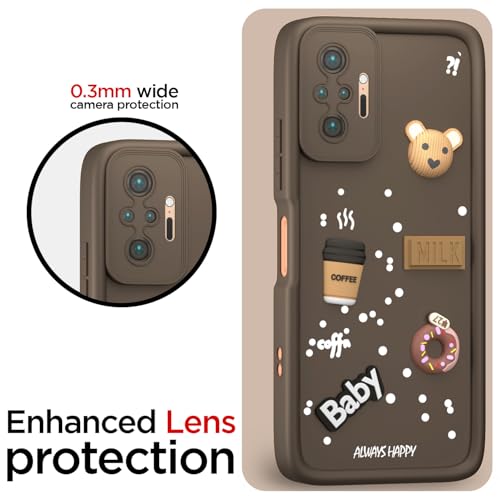 Image of Pikkme Back Cover for Redmi Note 10 Pro /Note 10 Pro Max | Cute Fun Cartoon 3D Bear Silicone Full Body Protection Bumper Cover (Brown)