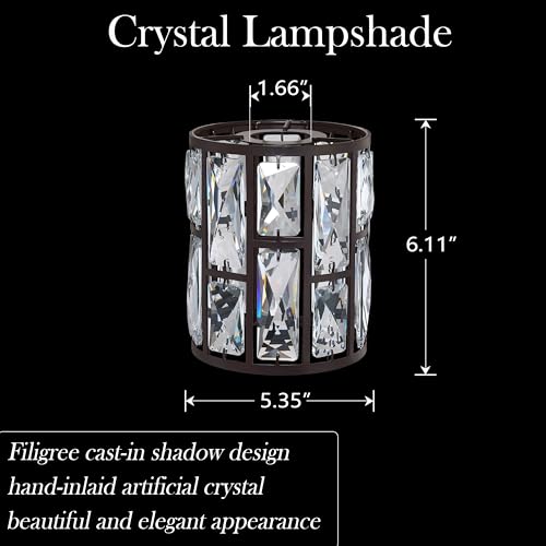 Image of 4 Pack Crystal Metal Pendant Ceiling Chandelier Wall Sconce Lamp Replacement Covers Shade Fixture Oil Rubbed Bronze Finish,1.66 inch Fitter Size,6.1 inch high*5.3 inch Diameter