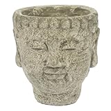 Yardwe Buddha Planter Cement Succulent Indoor Outdoor Zen Face Flower for Home Garden Decor 5.11 X 4.72 X 4.72 Inches
