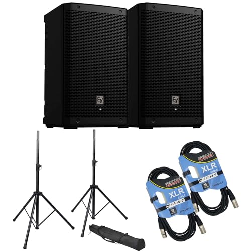 (2) Electro-Voice ZLX-8P-G2 8? 1000W Powered Speaker, (2) Speaker Stands, (2) XLR Cables Bundle
