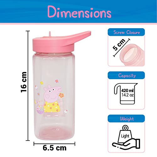 HOVUK® 1 borraccia Pepa Pig da 350 ml, in plastica...
