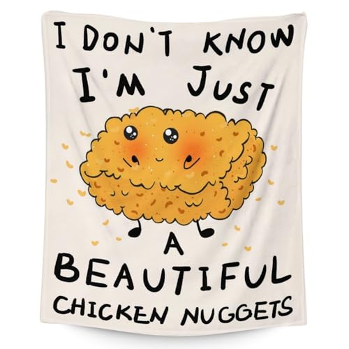 Mercuryelf Chicken Nugget Blanket - Soft, Fuzzy & Warm - 50x60 Inches Flannel Throw Blankets for Living Room, Sofa - Beige Cute Throws Gift for Teens