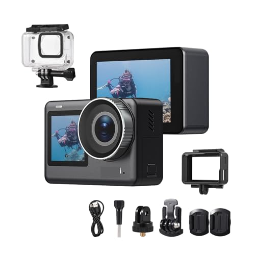 タイムラプスカメラ アクティブアクションカメラポータブルミニカメラ4KウルトラHD 20MP防水手ぶれ防止デュアルスクリーンサポートライブストリーミング 写真 動画 植物