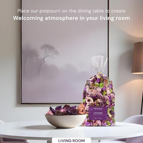 Soul & Scents Lavender Potpourri | Dried Flowers | Fine-Living | Natural Decoration | Mood Enhancer | Perfect for Home Decor, Gifts, and Aromatherapy | Made in India | 140gm