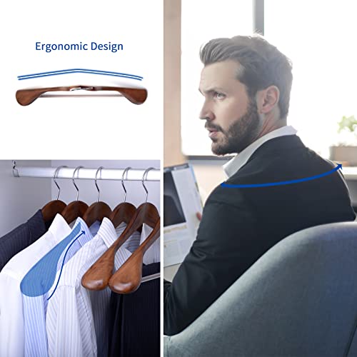 Nature Smile P93 Luxury Wooden Suit Hangers 6 Pack Wood Coat Hangers Jacket Outerwear Shirt Hangers,With Extra-Wide Shoulder thumb #6