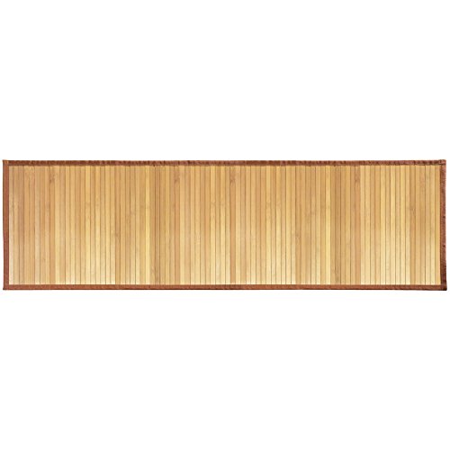 iDesign tapis de bain, grand tapis cuisine, couloirs, salle de bain ou toilettes en bambou, tapis de cuisine ou de salle de bain étanche, brun clair
