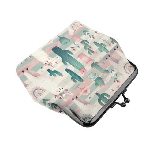 Pu Leather Buckle Coin Purse Llama-Cactus-Cartoon Girls Kiss-Lock Change Purse Wallets3