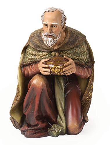 Joseph's Studio by Roman - Statuetta colorata King Gaspar per presepe in scala 99,1 cm, altezza 61 cm, resina e pietra, decorazione