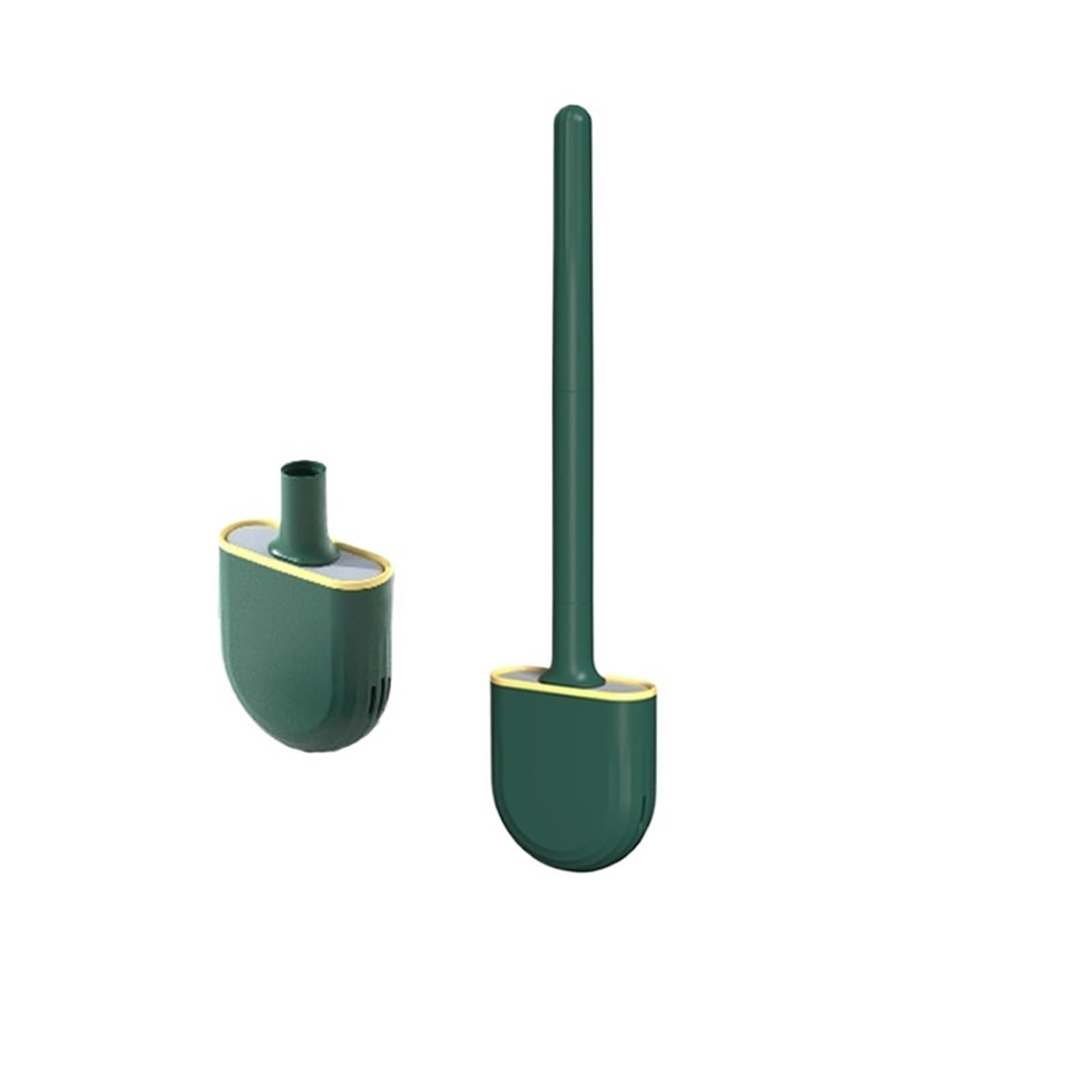 Toilet Brush Silicone Toilet Brush And Holder Bowl With Set Wall Hanging Bristles For Floor(Green)