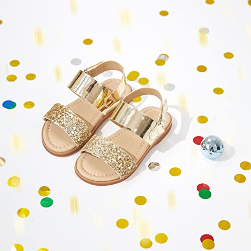 Image of Felix & Flora Toddler Girl Sandals - Little Girl Easter Dress Shoes Lightweight Open Toe Beach Holiday Flats