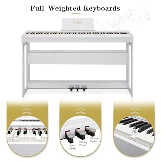 LEADZM Piano Numérique 88 Touches, Clavier Entièrement Lesté, Piano Électrique avec MIDI-USB, Bluetooth et Haut-Parleurs Stéréo, 128 Sonorités et Rythmes, Système à 3 Pédales, Blanc - Les Beatles, Paul McCartney, John Lennon, RIngo Starr, George Harrison LEADZM Piano Numérique 88 Touches, Clavier Entièrement Lesté, Piano Électrique avec MIDI-USB, Bluetooth et Haut-Parleurs Stéréo, 128 Sonorités et Rythmes, Système à 3 Pédales, Blanc – Image 3