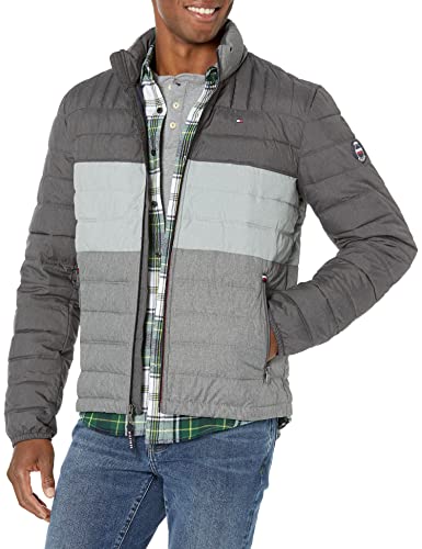 Image of Tommy Hilfiger Mens Embroidered Logo Puffer Jacket