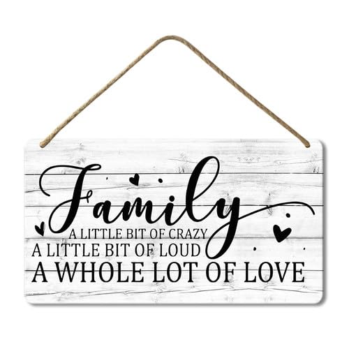Geroclonup Family Sign for Home Decor 15x30cm Wood Farmhouse Family Wall Decor for Kitchen Living Room Bathroom Bedroom
