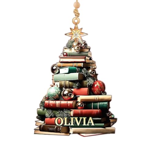 Decorazione natalizia a forma di libro per albero di Natale, in acrilico 2D, da appendere, a forma di libro, ciondoli per albero di Natale, decorazione per auto