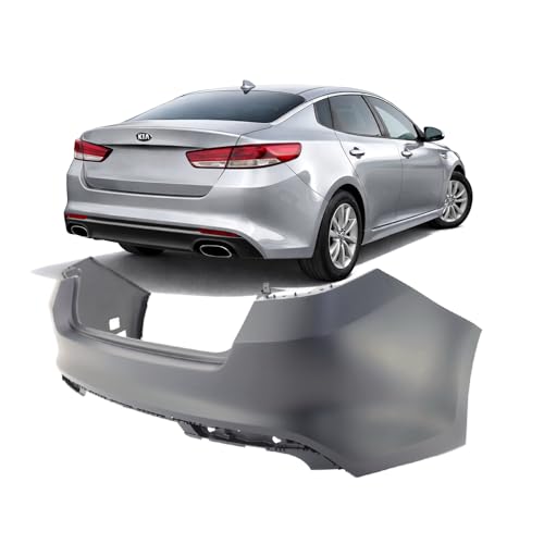Image of Compatible with Kia Optima 2016-2018 Rear Bumper Cover | Primed, Without Parking Sensor Holes, Sedan, Ready to Paint, OEM 86611D5000, KI1100204