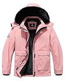 MOERDENG Women's Plus Size Waterproof Winter Coat Windproof Ski Jacket Hooded Snowboarding Jackets