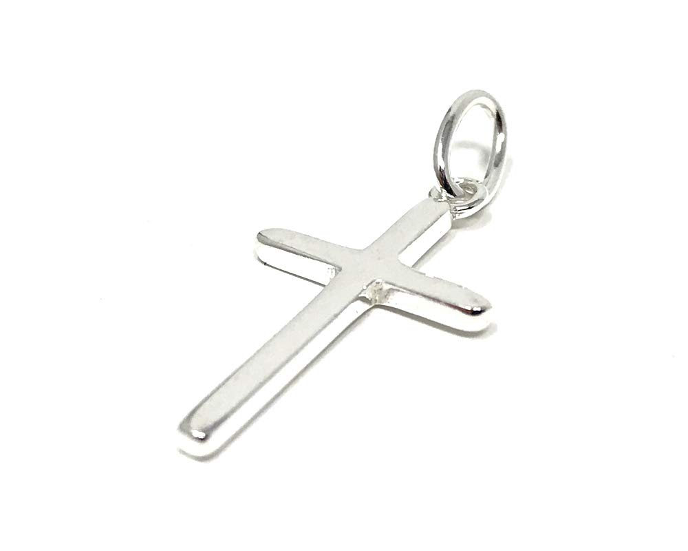 Petit pendentif crucifix en argent sterling 925 pour femme fille mère sœur fille baptême baptême avec boîte cadeau - La croix mesure 2,2 cm de haut x 1,3 cm de large