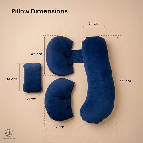 Image of MYARMOR Maternity Pillow Bundle | Full Body Pregnancy Pillow for Back, Belly, Hips & Leg Support | Adjustable Butterfly Design | Soft Travel-Friendly Cuddle Pillow for Pregnant Women