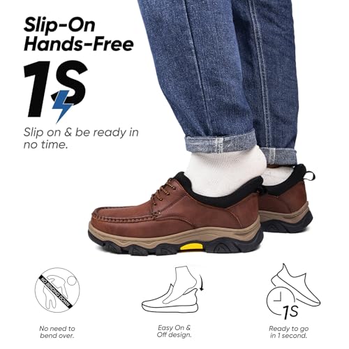 UPIShi Men's Slip On Hands Free Leather Walking Loafers Slip-Ins Casual Dress Work Office Business Outdoor Cushioning Shoes2