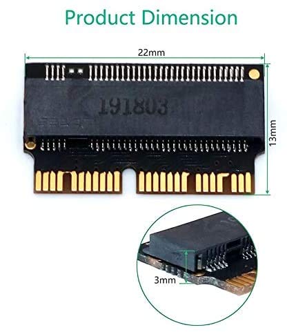 Gigabase, adattatore SSD per MacBook M.2 SSD a NGFF m.2 SSD NVME AHCI per MacBook dal 2013 al 2017 di alta qualità con imballaggio economico (rispettoso dell'ambiente) Plug and Play