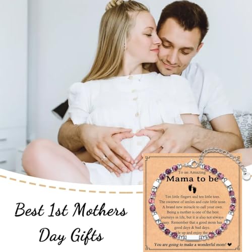 Image of Mothers Day Gifts for Mom Aunt New Mom to Be Mother in Law | Tiny Stone Bracelets Birthday Christmas Jewelry Presents for Bonus Mom Women