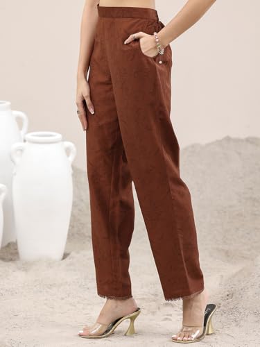 Image of Libas Printed Silk Blend A-Line Kurta With Trouser and Dupatta