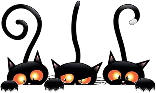 Calcomanías reflectantes de gatito lindo para coche, calcomanías decorativas para coche, ojos grandes, gato negro, autoadhesiva, ventana, puerta,