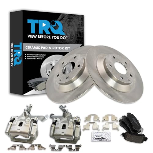 Image of TRQ Rear Brake Pad and Rotor Set Ceramic Rotors Calipers | For 2013-2015 Mazda CX-5