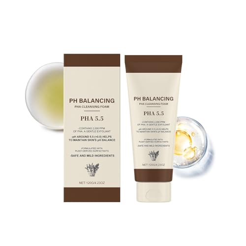 PH Balancing e Hidrating Face Wash, PH Balancing PHA Cleansing Foam - Limpia suavemente y elimina eficazmente la suciedad y la grasa de la cara y mantiene el equilibrio de humedad de la piel (1)