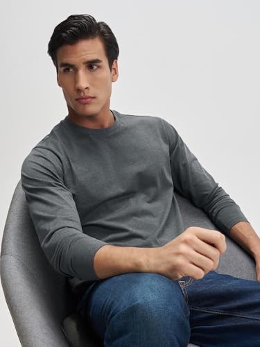 Image of XYXX Men's Solid Cotton T-Shirt | Round Neck Tshirt | Full Sleeves | Solid-Regular Fit Tshirt for Men