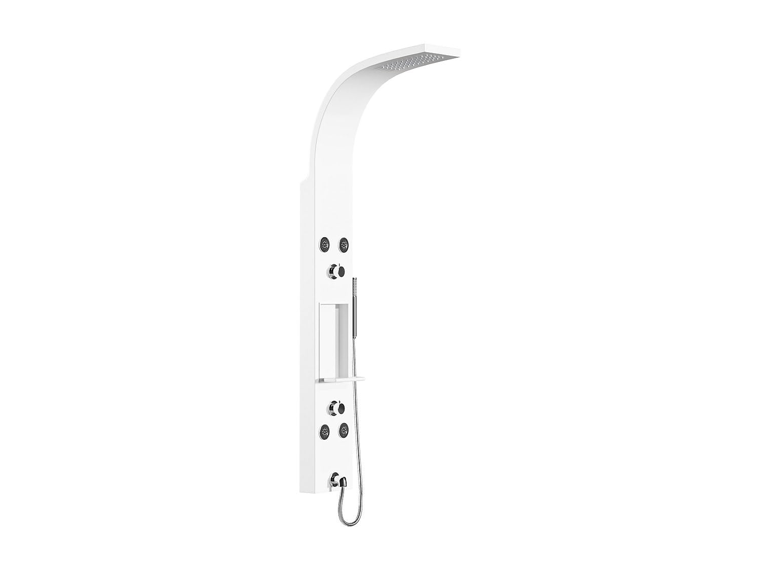 Vente-unique-Colonna doccia idromassaggio con ripiani 20 x 140 cm Bianco opaco - ROANA