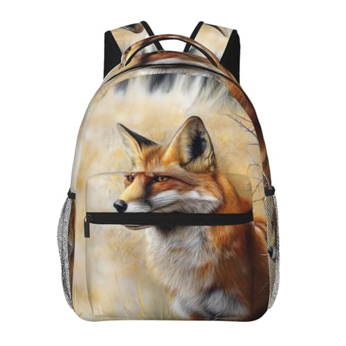 Fox Backpack Gifts for Girls Boys Kids Teens Travel Backpacks Laptop Rucksack Bookbag Realistic Red Fox Forest Wildlife Back Pack Accessories Bags for School Work Outdoor Adventures