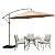 Aoodor 10ft Patio Offset Umbrella, Cantilever Hanging Market Umbrella with Base, Easy Tilt Adjustment and Polyester Shade for Lawn, Beach,Yard and Poolside, Brown