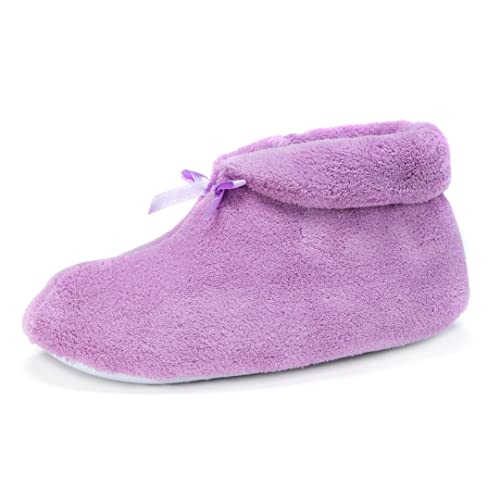 Soft Ones Women's Micro Chenille Boot with Satin Bow Slipper