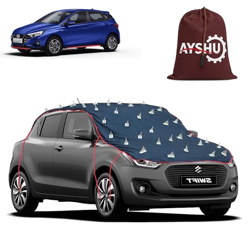 Image of AYSHU Water-Resistant Spike Car Cover for Hyundai i20 N - Protects from Dogs, Monkeys, Dust, Sunlight & UV - Full Roof Universal Fit