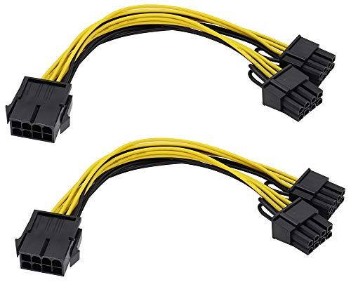 zdyCGTime GPU 8pin to Dual 8Pin (6+2) Pin Power Supply line Graphics Video Card Extender Cable,18AWG GPU VGA Female to Dual PCI-E Male Y Splitter Power Cable,for Graphics Card BTC Miner.(20cm/2Pack)