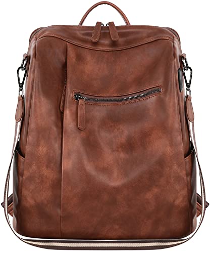 Backpack-Purse-for-Women-Large-Shoulder-Bags-with-USB-Charging-Port-fit-156-inch-laptop-Waterproof-PU-Leather-Casual-Women-Handbag-Anti-Theft-Bookbag-Purse-for-Work-Office-Travel-College-School