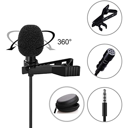 Image of Planetoid Lapel Microphone Omnidirectional Coller Mic with Carrying Pouch for Recording with Clip-on for Bloggers and Vloggers-(1 Meter, Black)