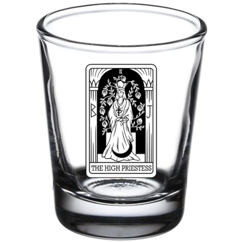 GIFTS INFINITY Tarot Card Shot Glass – The High Priestess Design – 1.5 oz Collectible Drinking Glass from 24 Major Arcana Series – Unique Barware, Home Decor & Gift for Collectors
