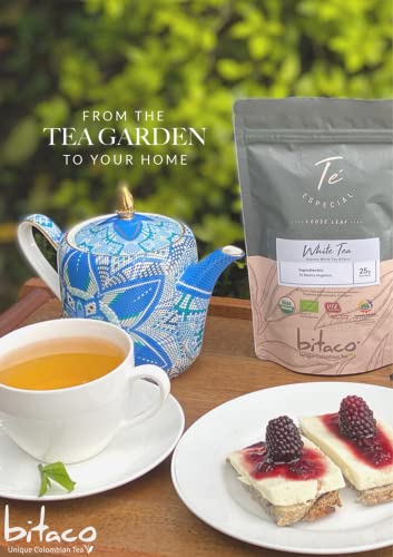 Bitaco - White Tea - Organic White Tea Leaves - Loose Leaf, Pure & Premium Toasted Healthy Tea Set - Usda Organic & Gluten Free - Beverages Healthy Coffee Alternative Drinks - 1 Oz #TOP5