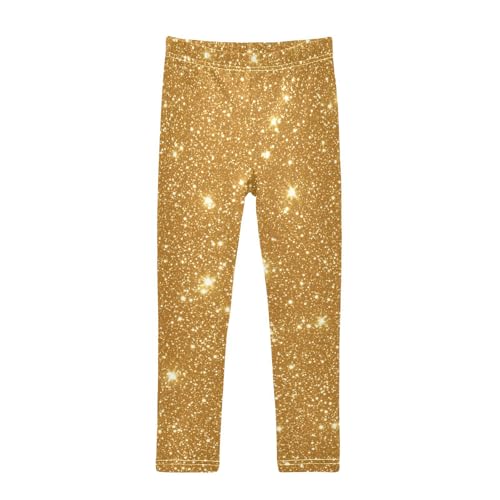 Girls Leggings Golden Glitter Shiny Kids Length Leggings Pants Toddler Athletic Soft Tights Trousers 4T