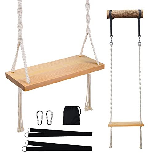 Wooden Swing and Tree Swing Straps Hanging Kit, Wood Swings Seat Sturdy Durable 220 Lbs Capacity for Adult and Kids Yardã€Gardenã€Porchã€Backyard Use Wooden Swing and Tree Swing Straps Hanging Kit, Wood Swings Seat Sturdy Durable 220 Lbs Capacity for Adult and Kids Yardã€Gardenã€Porchã€Backyard Use