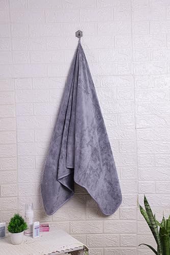 Image of Microfiber Large Bath Towels | (70x140) Extra Soft Plush & Quick Dry High Absorbency with Large Size Towels for Bathing (Grey, Pack of 1)