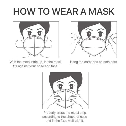 Image of LEMENT KN95 Face Masks 100 Pack,5-Ply Cup Dust Masks For Adult, Teenager | Filter Efficiency≥95%, Comfortable Elastic Ear Loops, Adjustable Nose Clip, 5-Ply Black Disposable Safety Mask for Daily Use