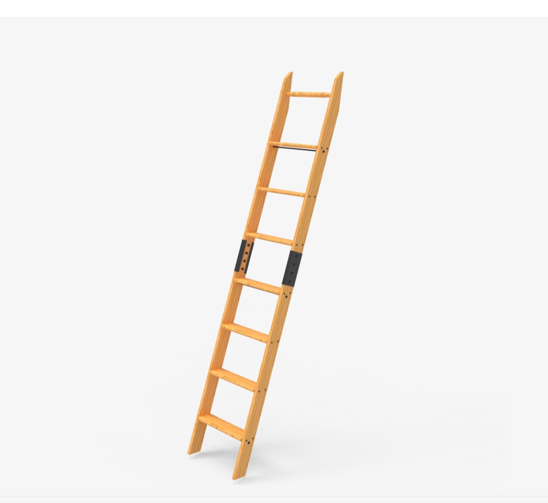 Quite Guide Library Ladder Kit Wooden Ladder 8 Foot 9 Foot 10 Foot Red Oak Unassembled (8 Foot)