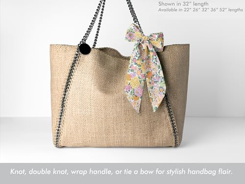 Liberty London Purse, Head, or Neck Scarf - "Elysian Day Yellow" Floral Skinny Scarf - Headband, Handbag, Purse Handle - Silky Tana Lawn Cotton3